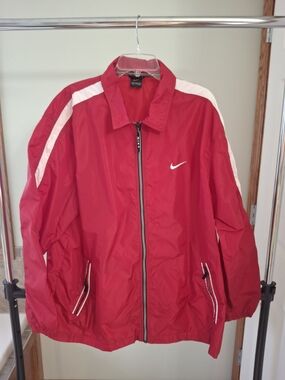 Nike Men’s Red Track Jacket with White Accents